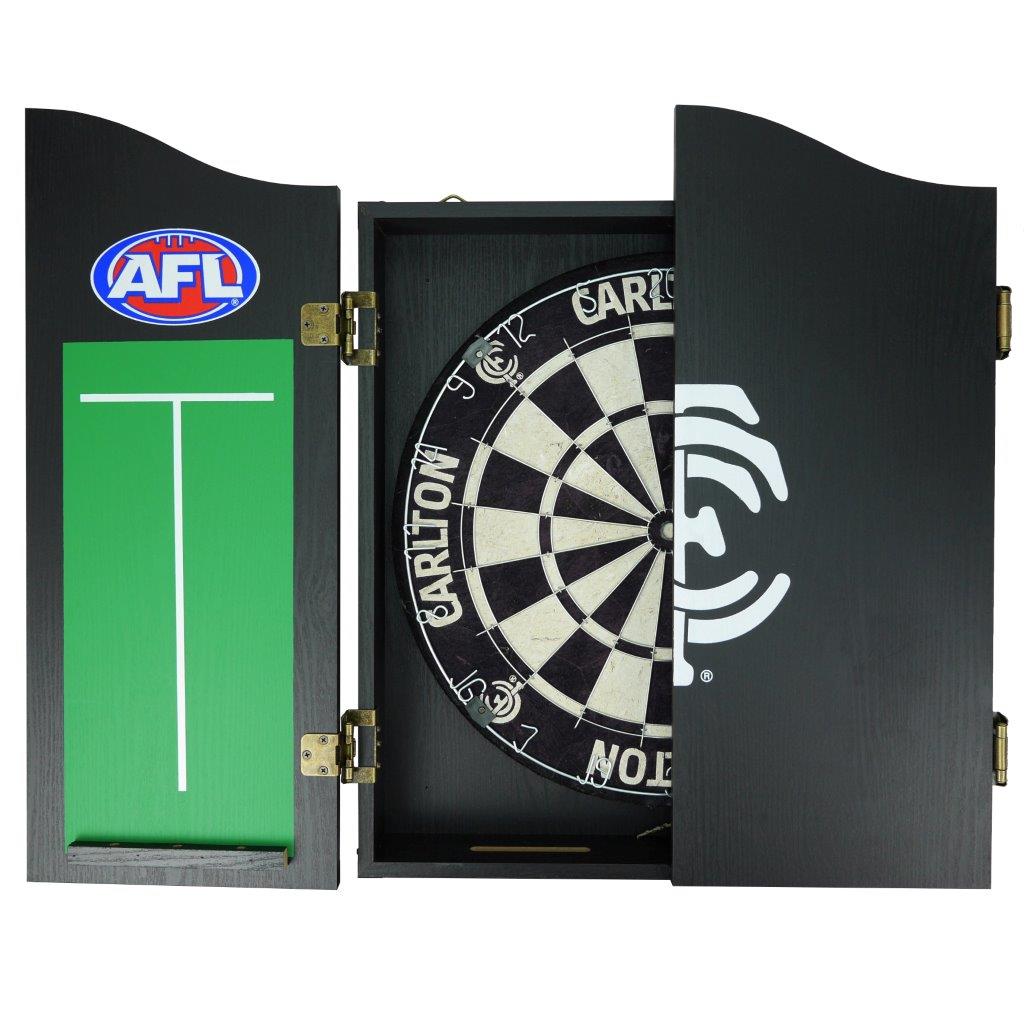 Carlton Blues AFL Dart Board And Cabinet Set