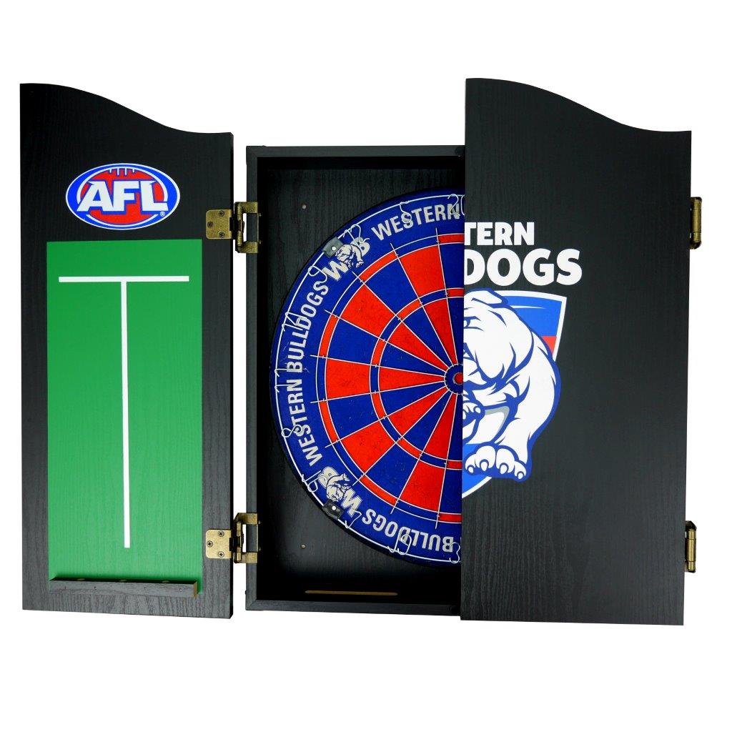 Western Bulldogs AFL Dart Board And Cabinet Set