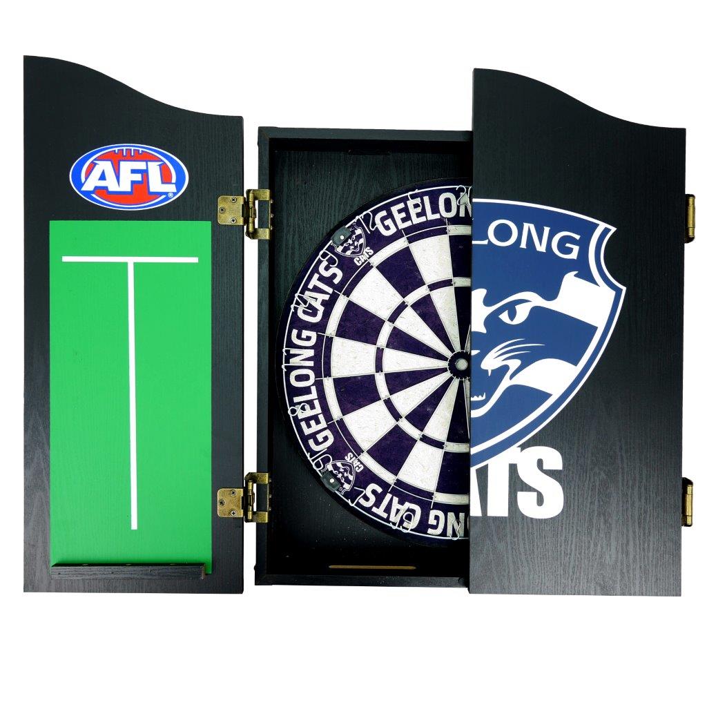 Geelong Cats AFL Dart Board And Cabinet Set