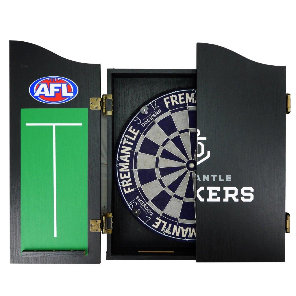 Fremantle Dockers Freo AFL Dart Board And Cabinet Set