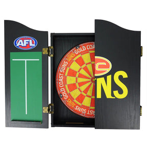 Gold Coast Suns AFL Dart Board And Cabinet Set