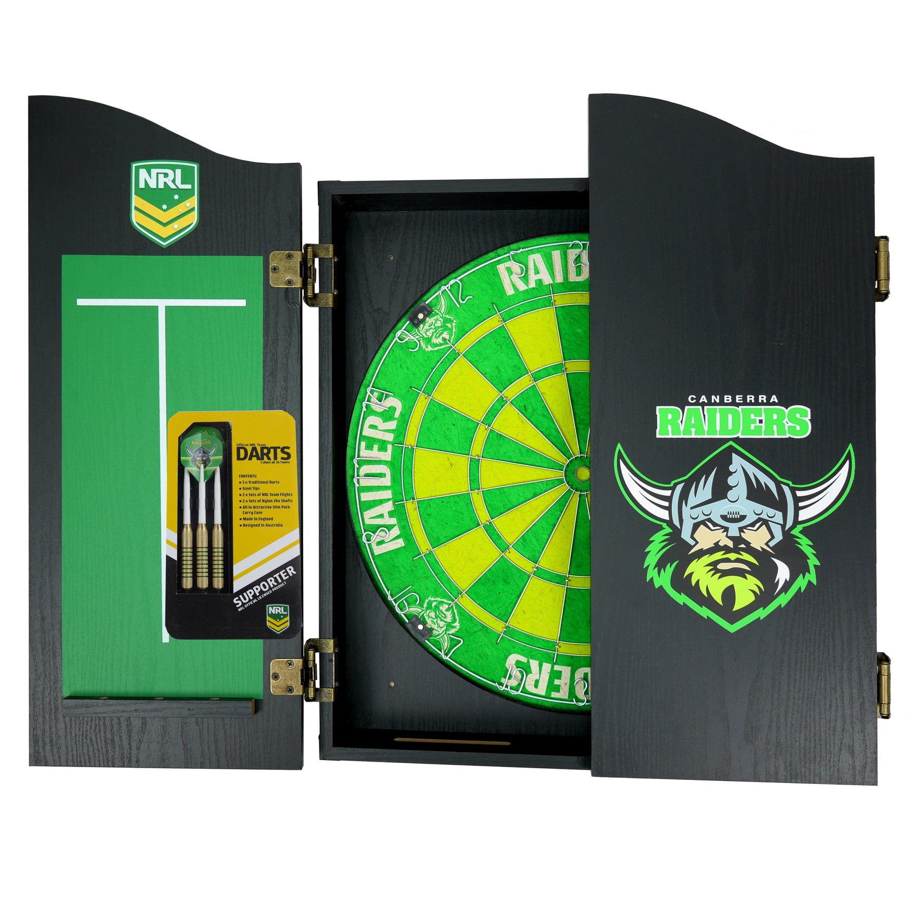 Canberra Raiders NRL Dart Board And Cabinet Set