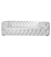 SOFAS & LOUNGE SUITES - Regal Aviator Polished Brass And White Leather Chesterfield Lounge – 3 Seat