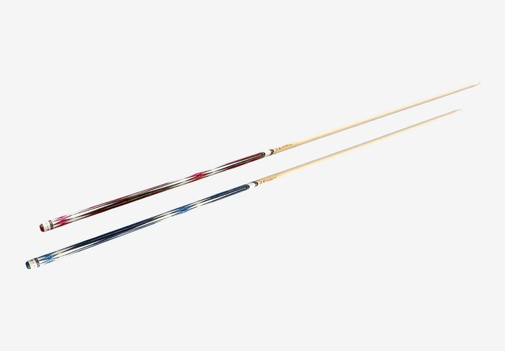 Four two-piece 57 inch timber cues